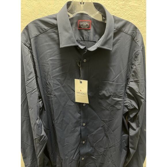 UNTUCKit Mens Blue Long Sleeve Button Dress Shirt Gironde Wrinkle Free Large Reg - Picture 3 of 8
